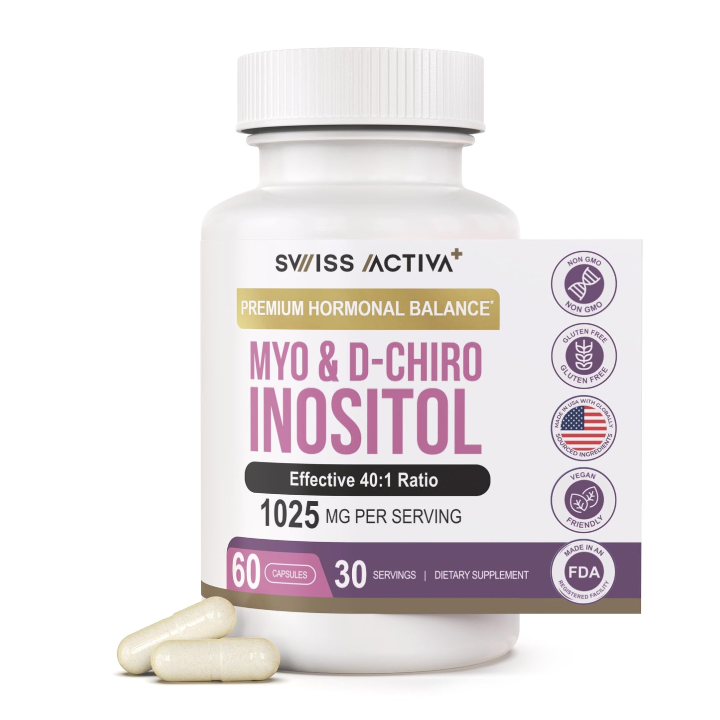 Swiss Activa+ Myo-Inositol & D-Chiro Inositol – Hormone Balance, PCOS & Menstrual Support (30 Days)