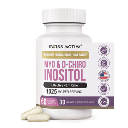 Swiss Activa+ Myo-Inositol & D-Chiro Inositol – Hormone Balance, PCOS & Menstrual Support (30 Days)