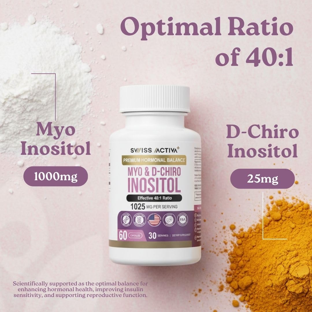 Swiss Activa+ Myo-Inositol & D-Chiro Inositol – Hormone Balance, PCOS & Menstrual Support (30 Days)