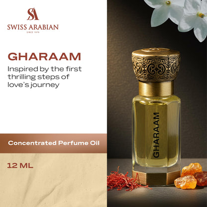 Swiss Arabian Gharaam Perfume Oil – Unisex Amber Musk, Alcohol-Free Arabic Fragrance