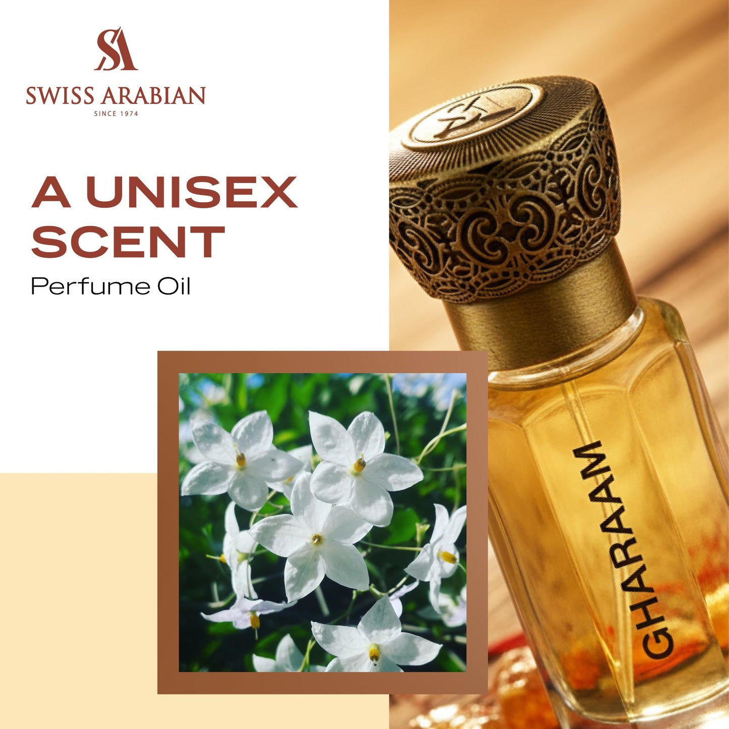 Swiss Arabian Gharaam Perfume Oil – Unisex Amber Musk, Alcohol-Free Arabic Fragrance