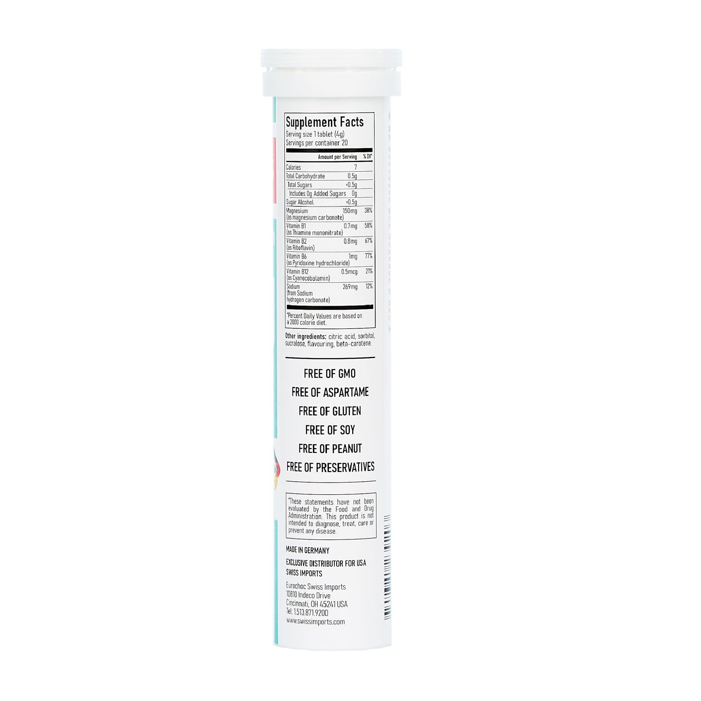 Swiss Imports Effervescent Magnesium + B Complex - 20 Tablets