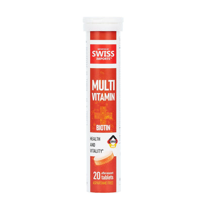 Swiss Imports Effervescent Multivitamins + Biotin for Wellness & Vitality