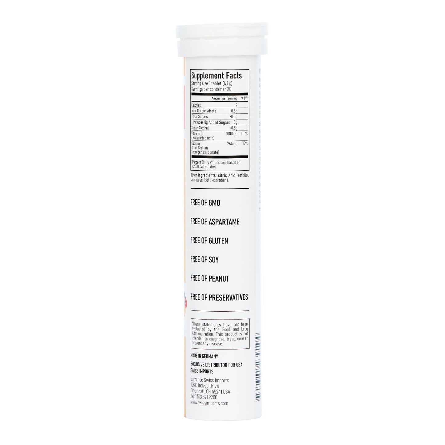 Swiss Imports Effervescent Vitamin C 1000mg – 6-Pack, 120 Tablets | Dietary Supplement