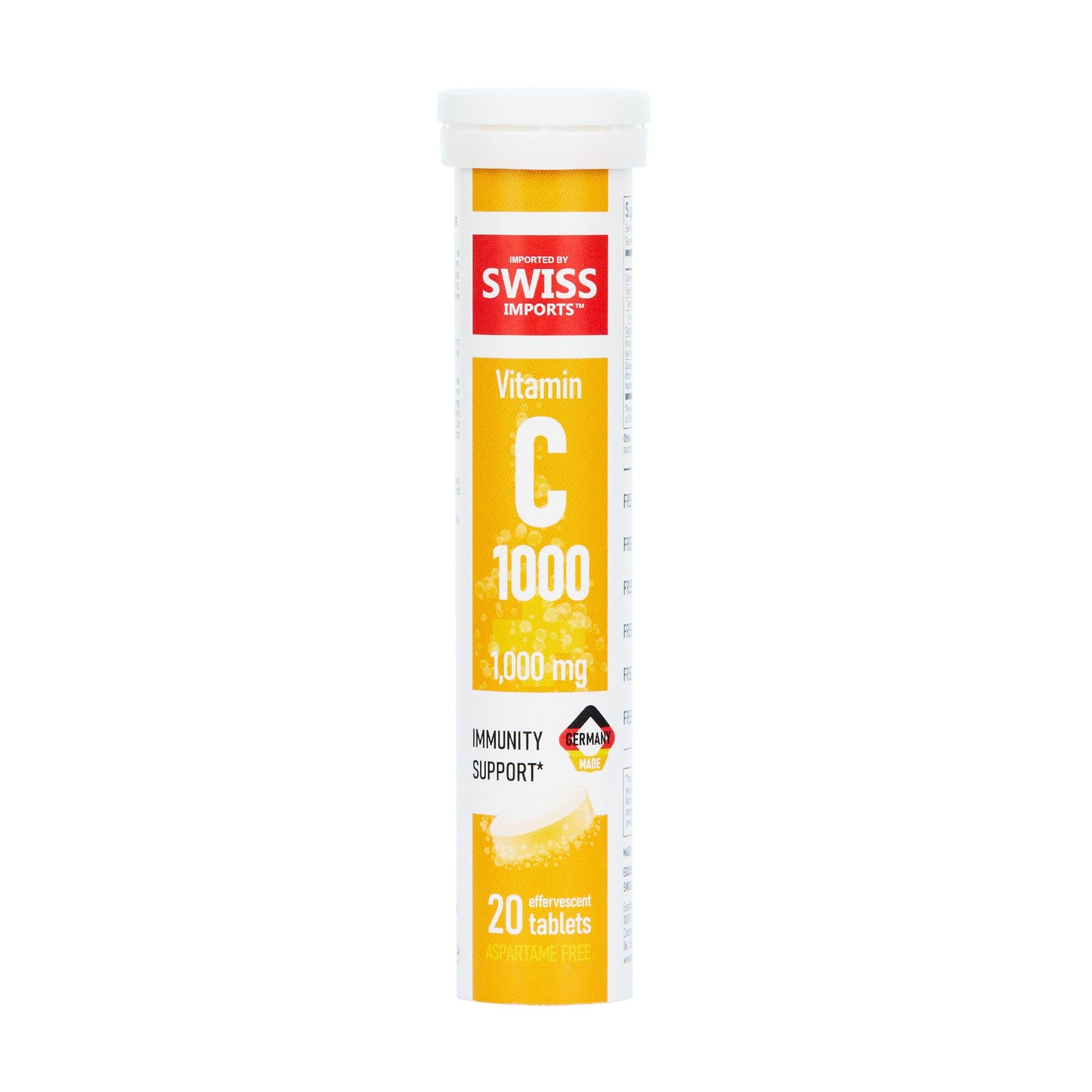 Swiss Imports Effervescent Vitamin C 1000mg – 6-Pack, 120 Tablets | Dietary Supplement