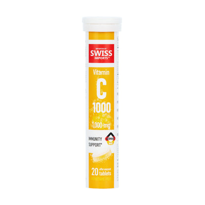 Swiss Imports Effervescent Vitamin C 1000mg – 6-Pack, 120 Tablets | Dietary Supplement