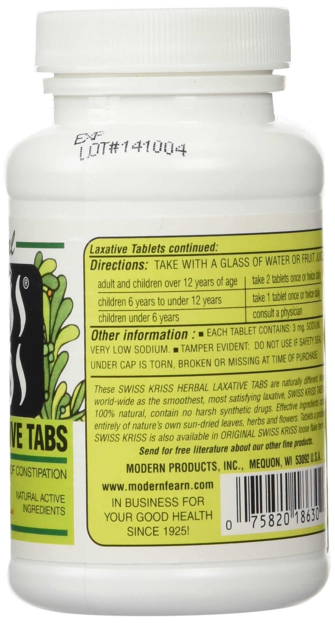 Swiss Kriss Herbal Laxative Tablets | Natural Constipation Support | Senna | Pack of 2