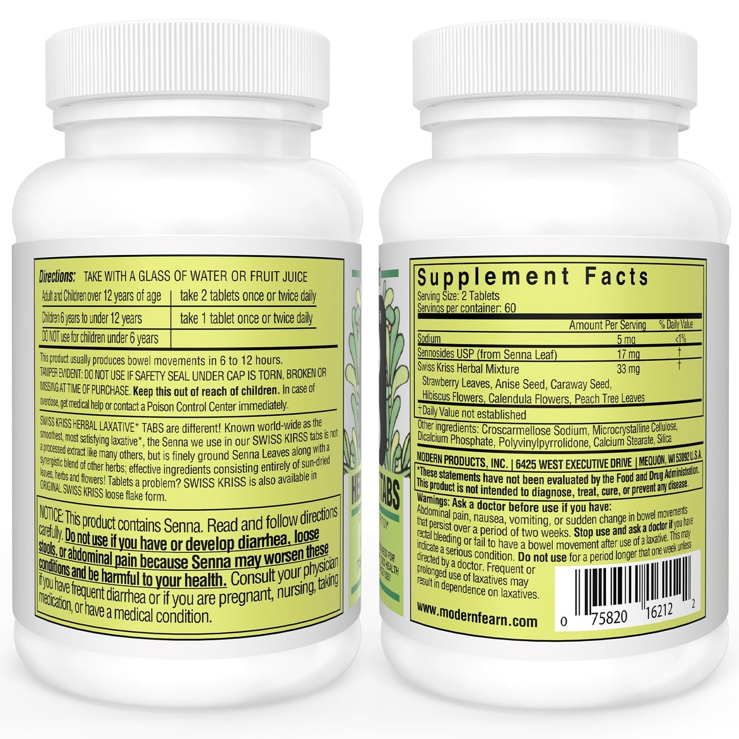 Swiss Kriss Herbal Laxative Tablets — Gentle, Natural Relief for Adults & Kids 6+