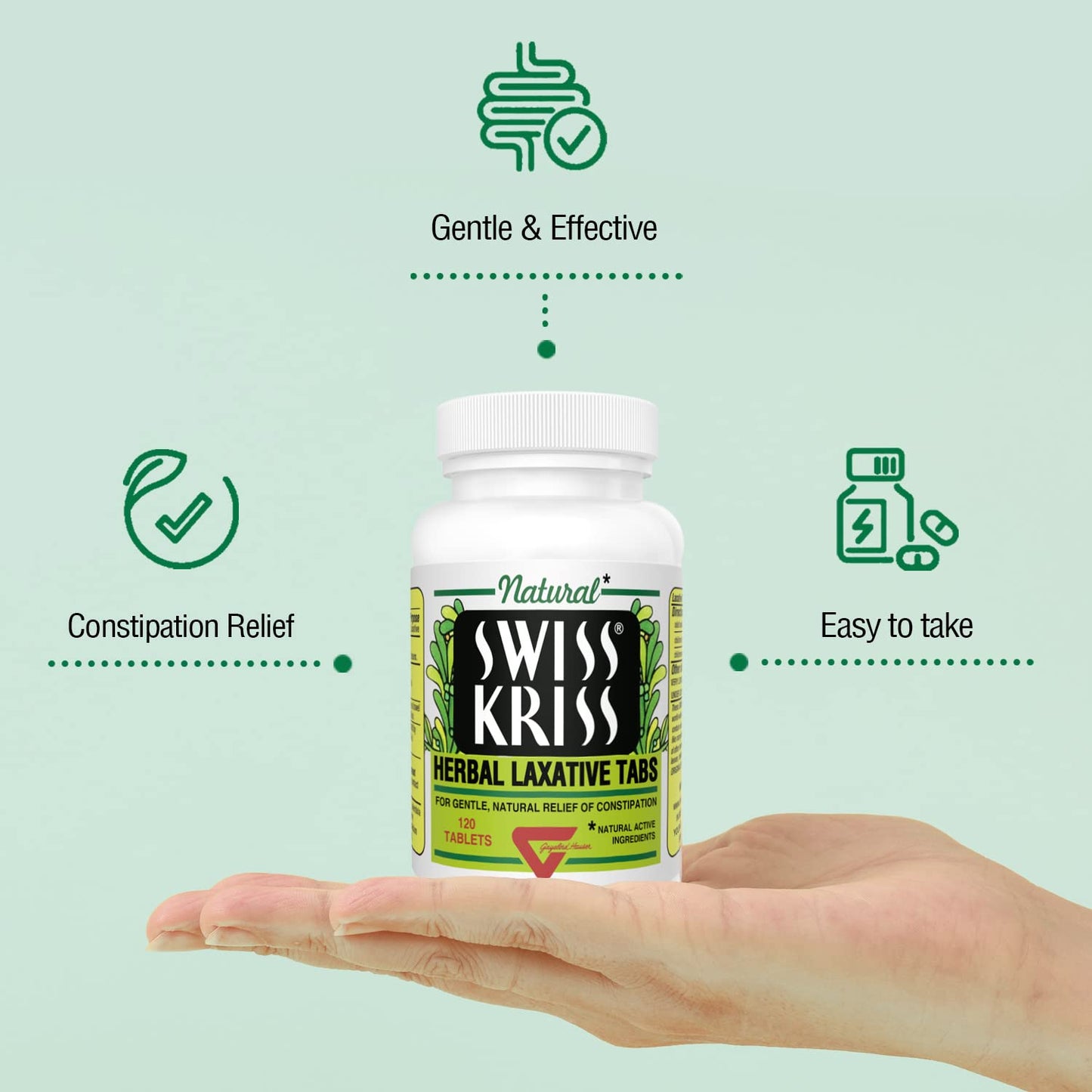 Swiss Kriss Herbal Laxative Tablets — Gentle, Natural Relief for Adults & Kids 6+