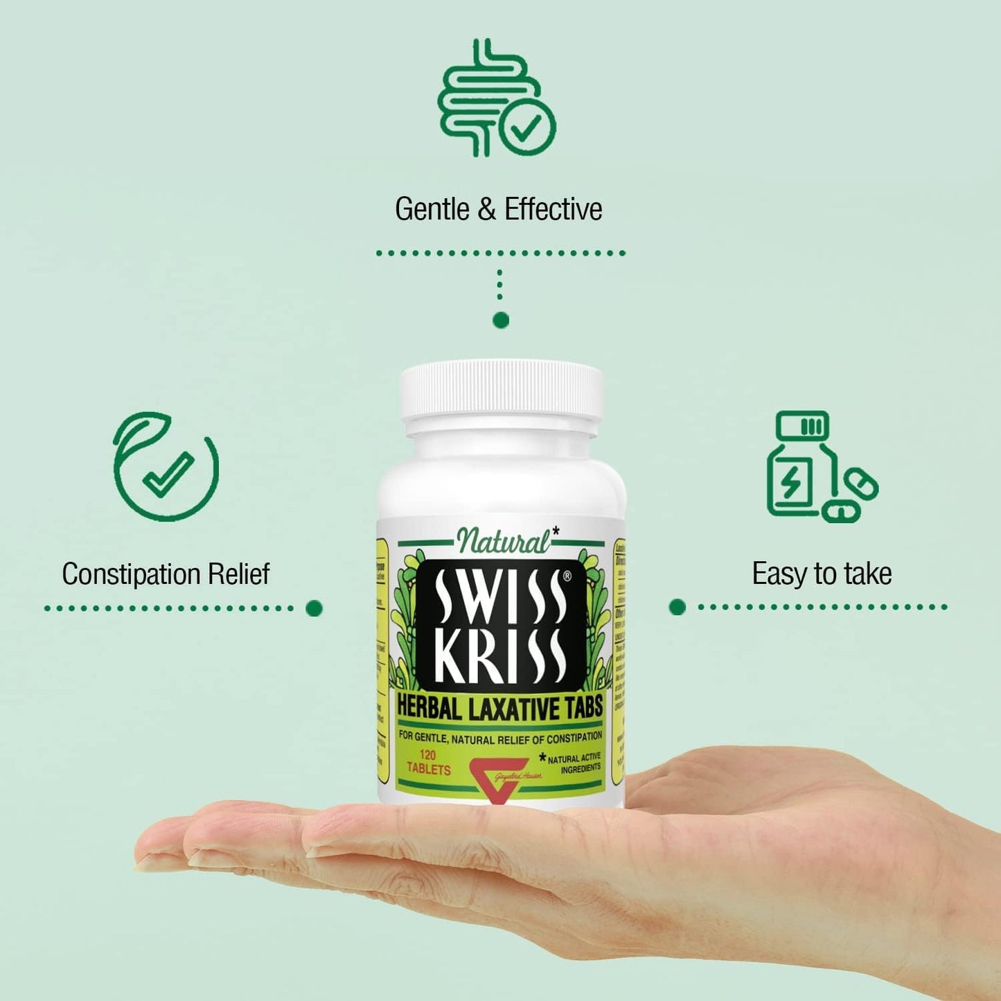 Swiss Kriss Herbal Laxative Tablets – 120 ea | Natural Cathartic Support