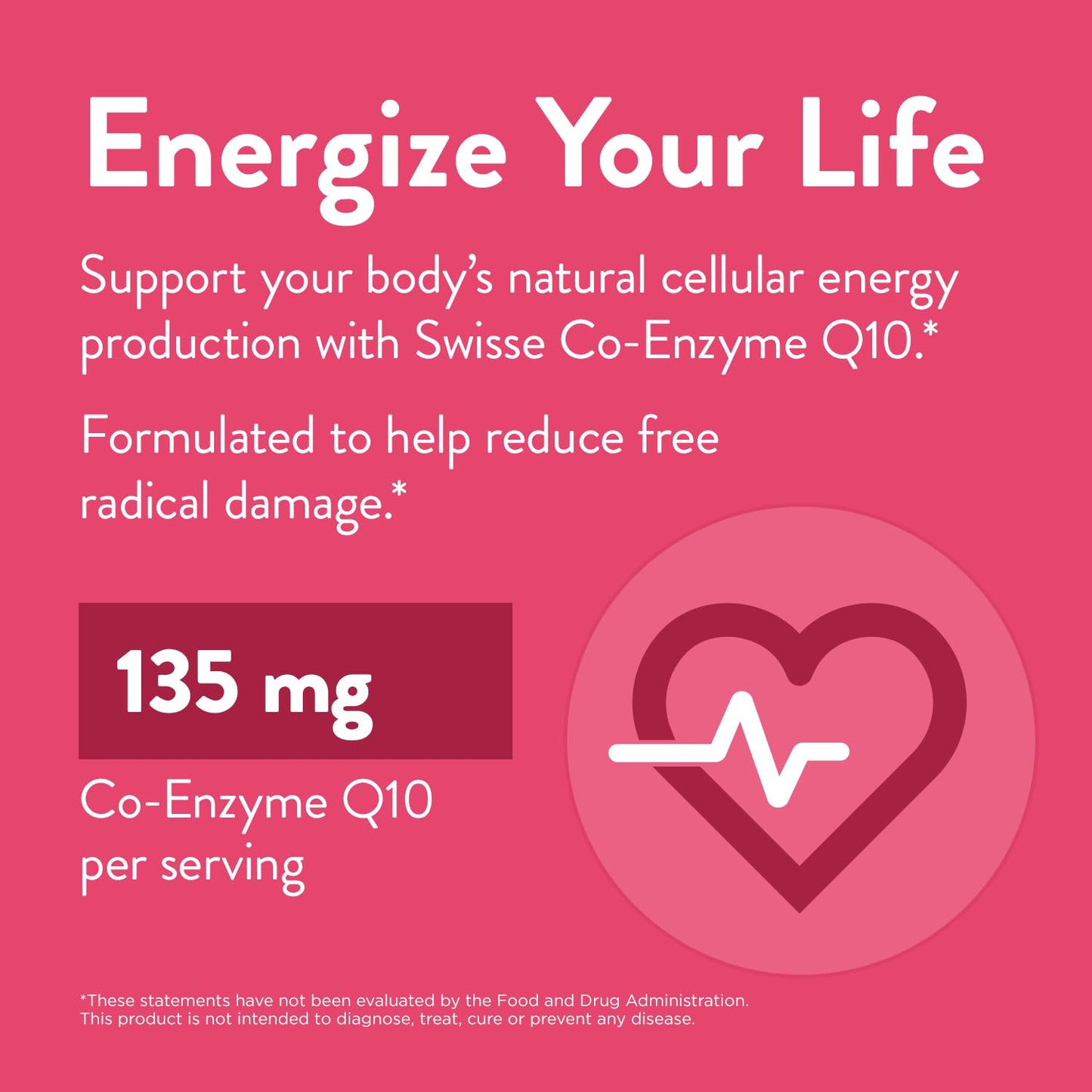 Swisse CoQ10 Supplement | Co-Enzyme Q10 135mg | 180 Softgels | Heart Health & Energy
