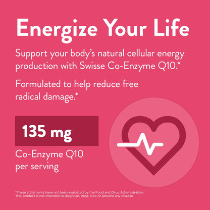 Swisse CoQ10 Supplement | Co-Enzyme Q10 135mg | 180 Softgels | Heart Health & Energy