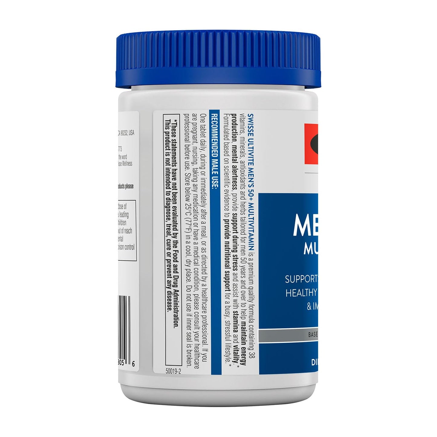 Swisse Daily Multivitamin for Men 50+ | 39 Vitamins, Antioxidants & Adaptogens | Energy & Immune Support | 60 Tablets