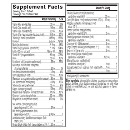 Swisse Daily Multivitamin for Men 50+ | 39 Vitamins, Antioxidants & Adaptogens | Energy & Immune Support | 60 Tablets