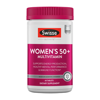 Swisse Daily Multivitamin for Women 50+ | 41 Vitamins, Adaptogens + Immune & Energy Support | 60 Tablets