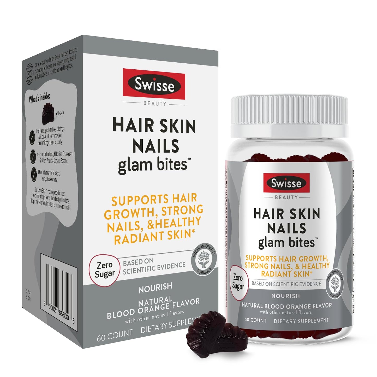 Swisse Glam Bites - Biotin, Bamboo & Blood Orange Gummies for Hair, Nails & Skin