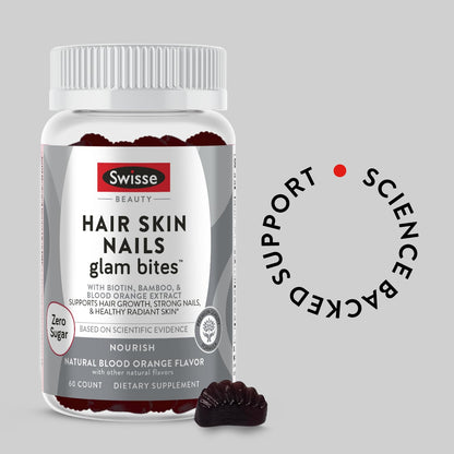 Swisse Glam Bites - Biotin, Bamboo & Blood Orange Gummies for Hair, Nails & Skin