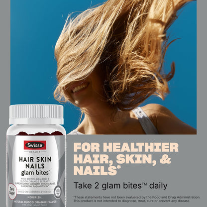Swisse Glam Bites - Biotin, Bamboo & Blood Orange Gummies for Hair, Nails & Skin