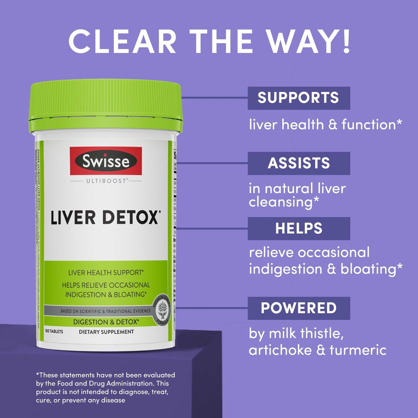 Swisse Milk Thistle Liver Cleanse & Detox | Liver Support | Turmeric & Artichoke Extract | 180 Pills