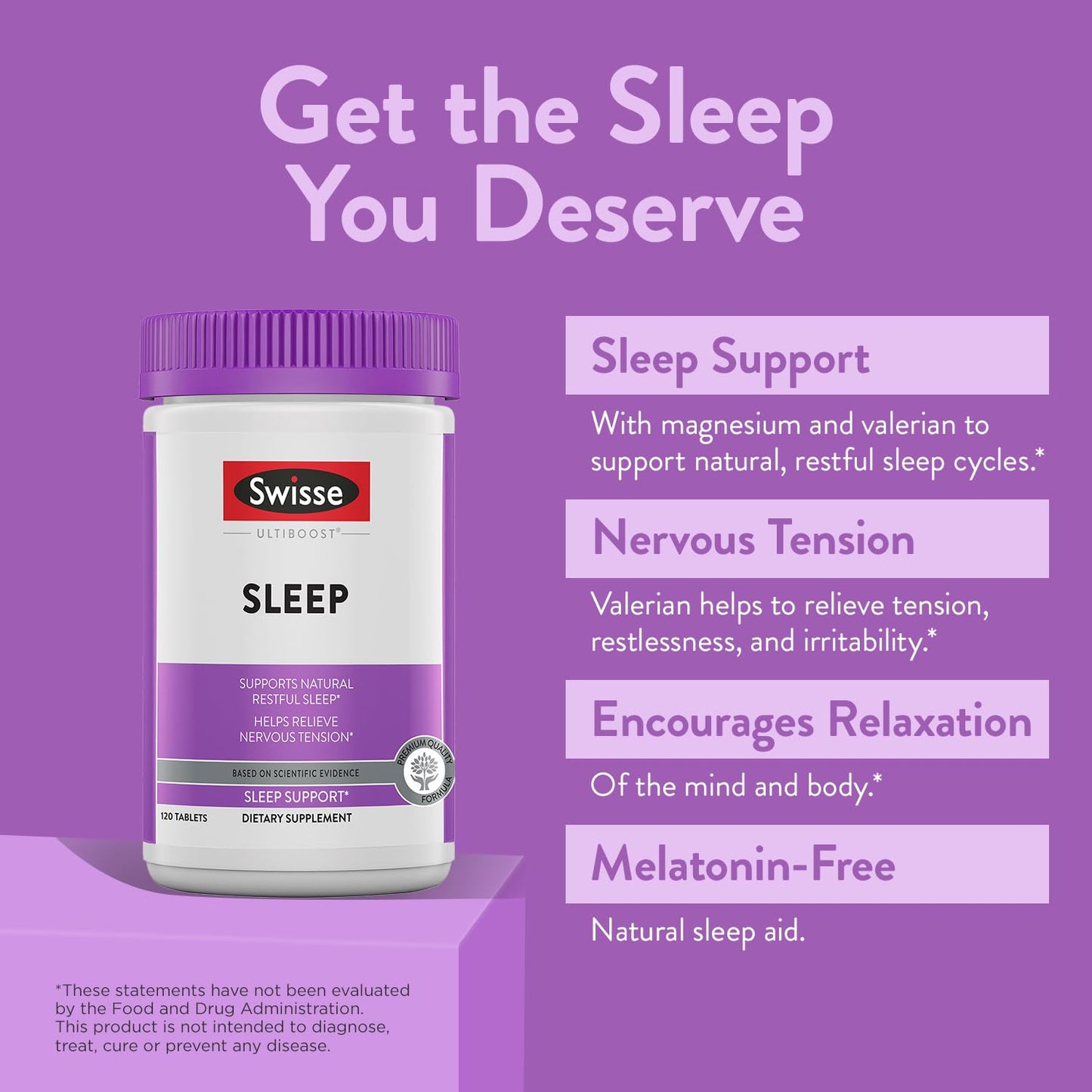 Swisse Sleep Valerian Root Capsules | Melatonin Free Sleep Support | 120 Tablets