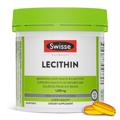 Swisse Soy Lecithin 1200mg Softgels - Liver Health & Fat Metabolism - 180 Softgels