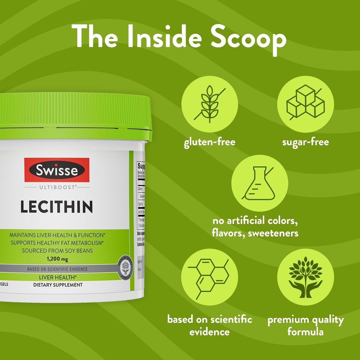 Swisse Soy Lecithin 1200mg Softgels - Liver Health & Fat Metabolism - 180 Softgels