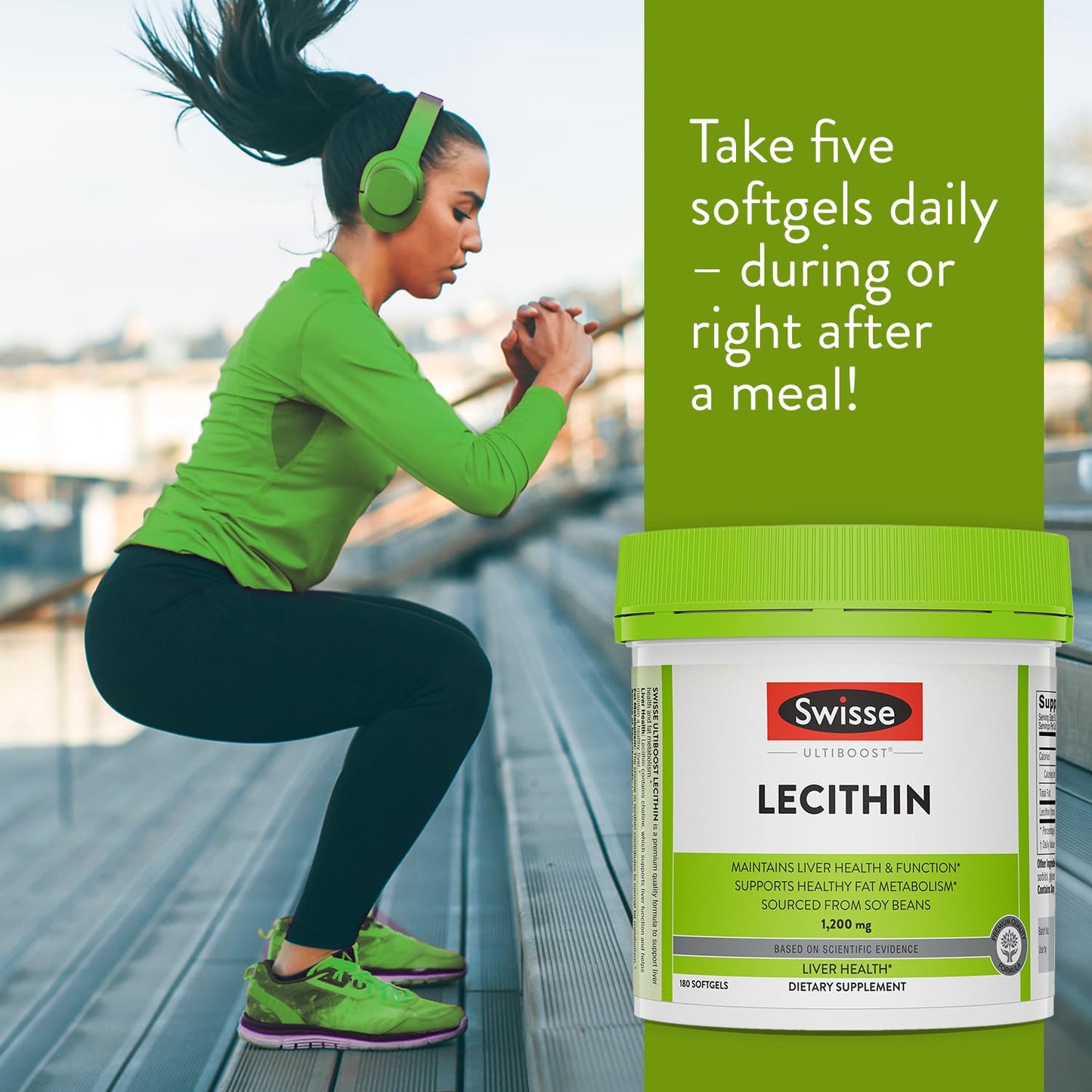 Swisse Soy Lecithin 1200mg Softgels - Liver Health & Fat Metabolism - 180 Softgels