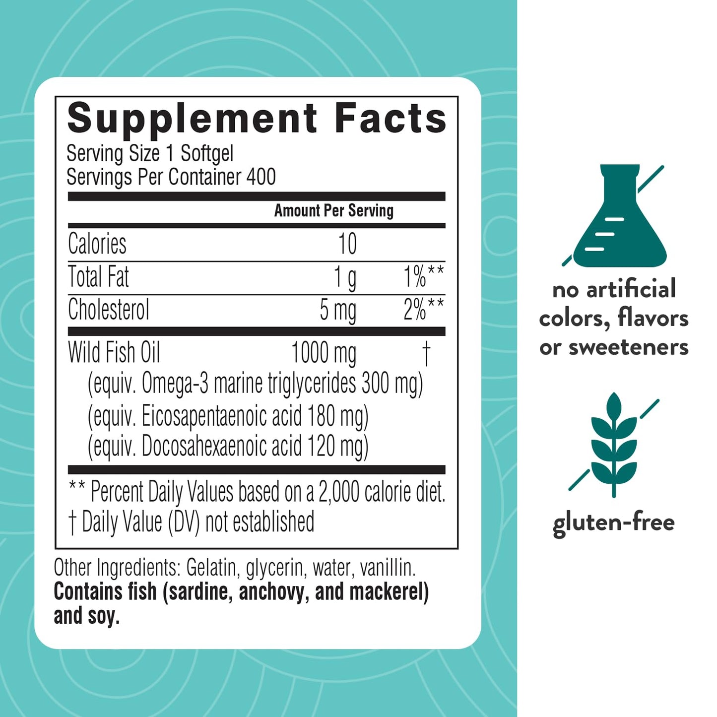 Swisse Wild Fish Oil 1000mg Odorless Softgels | Omega-3 EPA/DHA for Brain & Heart | 400 Softgels
