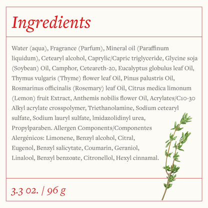 SwissJust Thyme Cream 96g – Massage Cream with Camphor & Essential Oils