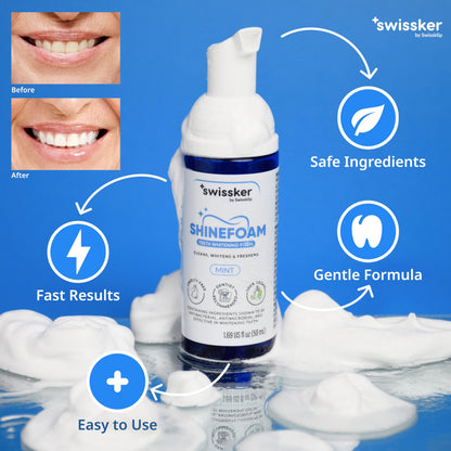 Swissklip ShineFoam – Mint Teeth Whitening Foam 1.69 oz – Made in USA – 100% Vegan
