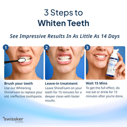 Swissklip ShineFoam – Mint Teeth Whitening Foam 1.69 oz – Made in USA – 100% Vegan