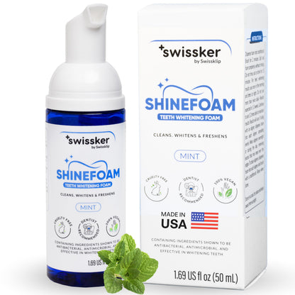 Swissklip ShineFoam – Mint Teeth Whitening Foam 1.69 oz – Made in USA – 100% Vegan