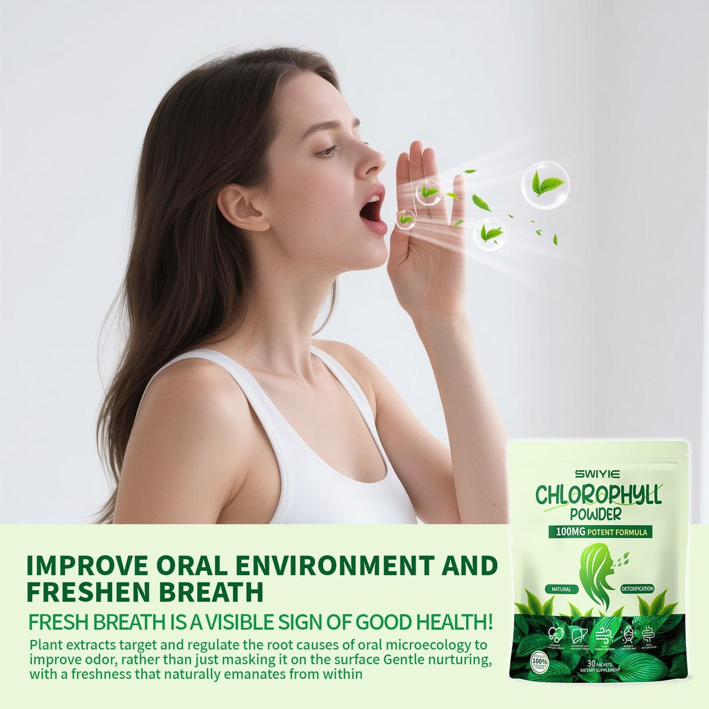 Swiyie Chlorophyll Powder – 100mg for Drinking (10g x 30 Packets) – Detox & Gut Support