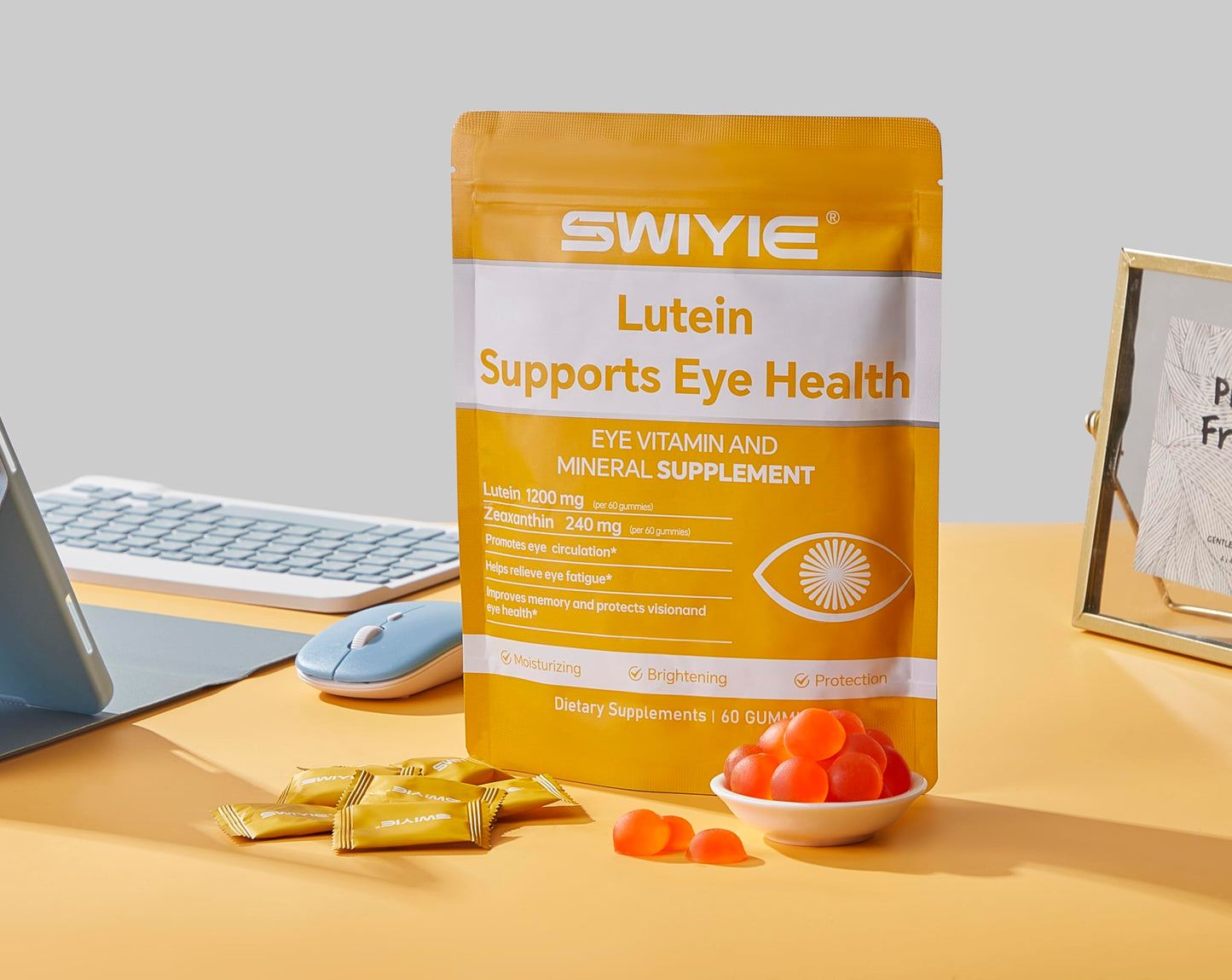 Swiyie Lutein Gummies – Eye Vitamin & Mineral Support with 20mg Lutein & 4mg Zeaxanthin | 60 Gummies