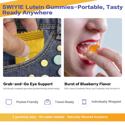 Swiyie Lutein Gummies – Eye Vitamin & Mineral Support with 20mg Lutein & 4mg Zeaxanthin | 60 Gummies