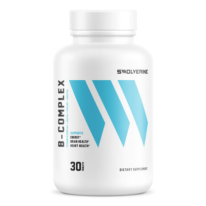 Swolverine B-Vitamin Complex | B-Complex with B12, B1, B2, B3, B5, B6, B7, B9, Choline, Inositol & Biotin – Energy, Stress & Immune Support (30 Servings)