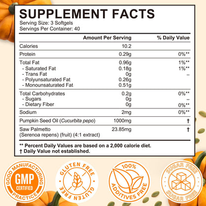 SXOSXO Pumpkin Seed Oil Capsules 1000mg with Saw Palmetto | Hair, Bladder & Prostate Support