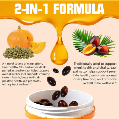 SXOSXO Pumpkin Seed Oil Capsules 1000mg with Saw Palmetto | Hair, Bladder & Prostate Support
