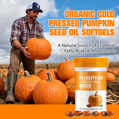 SXOSXO Pumpkin Seed Oil Capsules 1000mg with Saw Palmetto | Hair, Bladder & Prostate Support