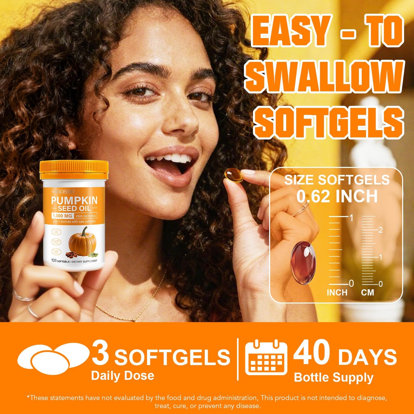 SXOSXO Pumpkin Seed Oil Capsules 1000mg with Saw Palmetto | Hair, Bladder & Prostate Support