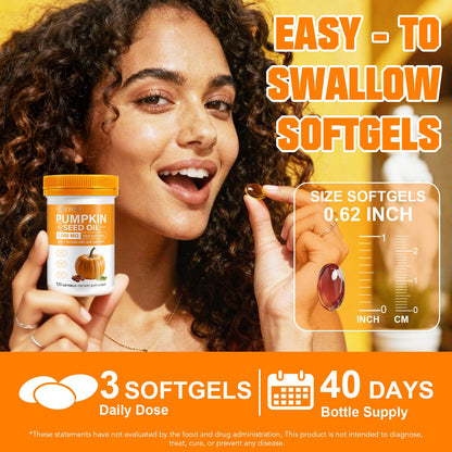 SXOSXO Pumpkin Seed Oil Capsules 1000mg with Saw Palmetto | Hair, Bladder & Prostate Support