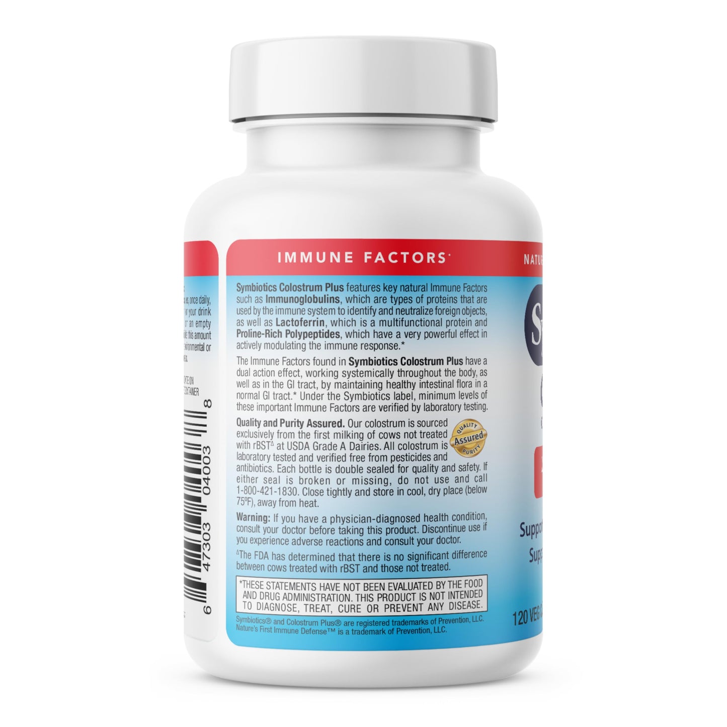 Symbiotics Colostrum 120ct Vegetarian Capsules – Immunity Support, Gluten Free