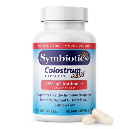 Symbiotics Colostrum 120ct Vegetarian Capsules – Immunity Support, Gluten Free