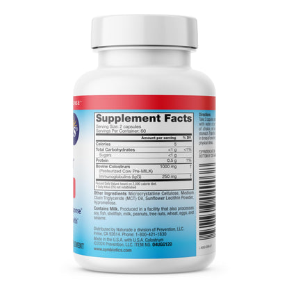 Symbiotics Colostrum 120ct Vegetarian Capsules – Immunity Support, Gluten Free