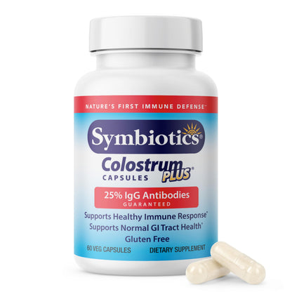 Symbiotics Colostrum 60ct Vegetable Capsules | Immunity Support | Lactoferrin & IgG 25% | Gluten Free