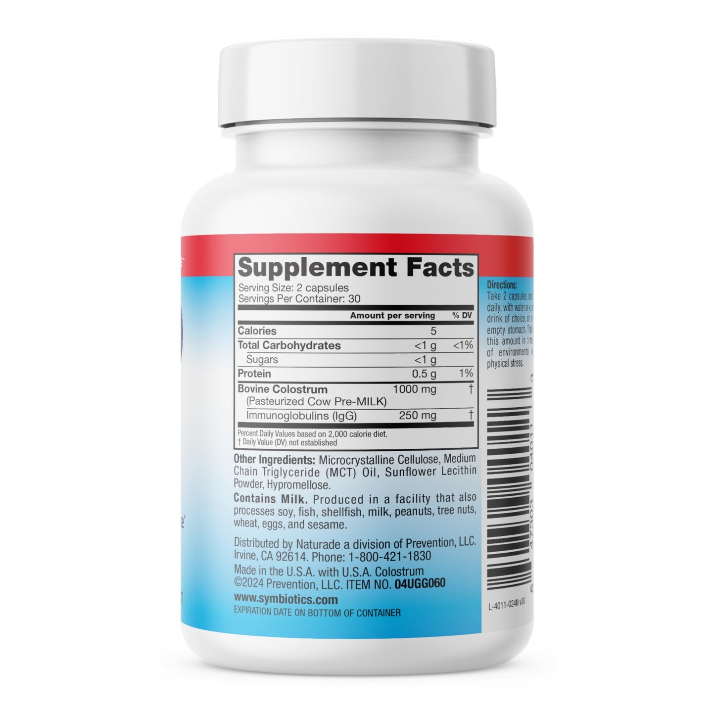 Symbiotics Colostrum 60ct Vegetable Capsules | Immunity Support | Lactoferrin & IgG 25% | Gluten Free