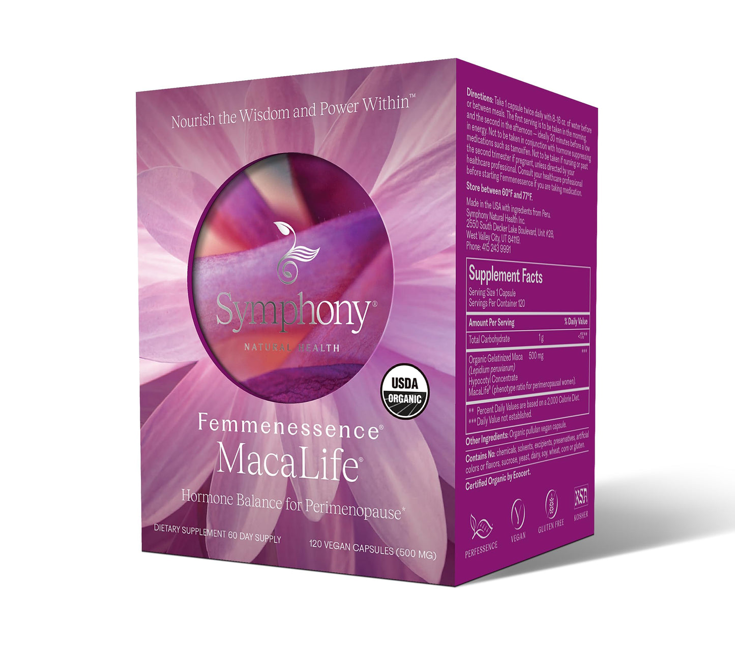 Symphony Natural Health Femmenessence MacaLife – Clinically Studied Perimenopause Hormone Support