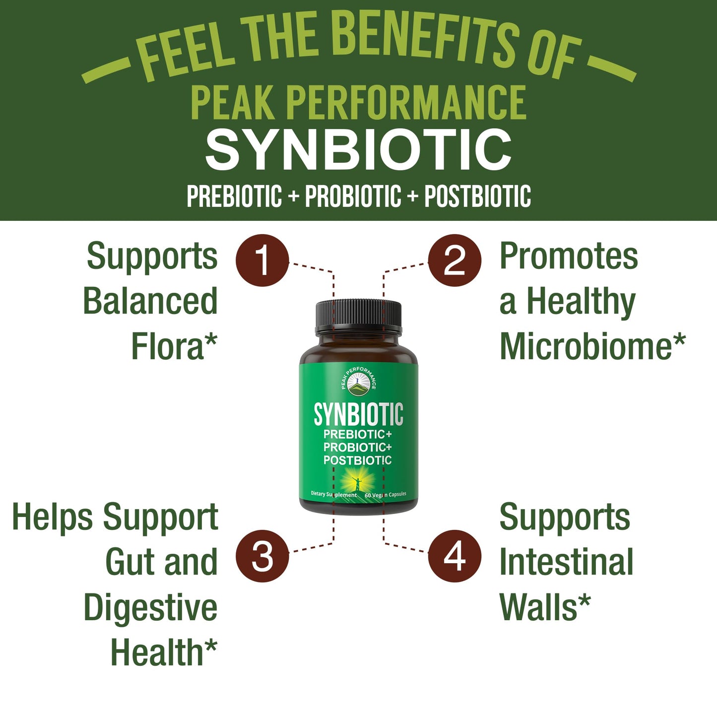 Synbiotic 3-in-1: Prebiotic, Probiotic & Postbiotic | Clinically Tested | Vegan Capsules