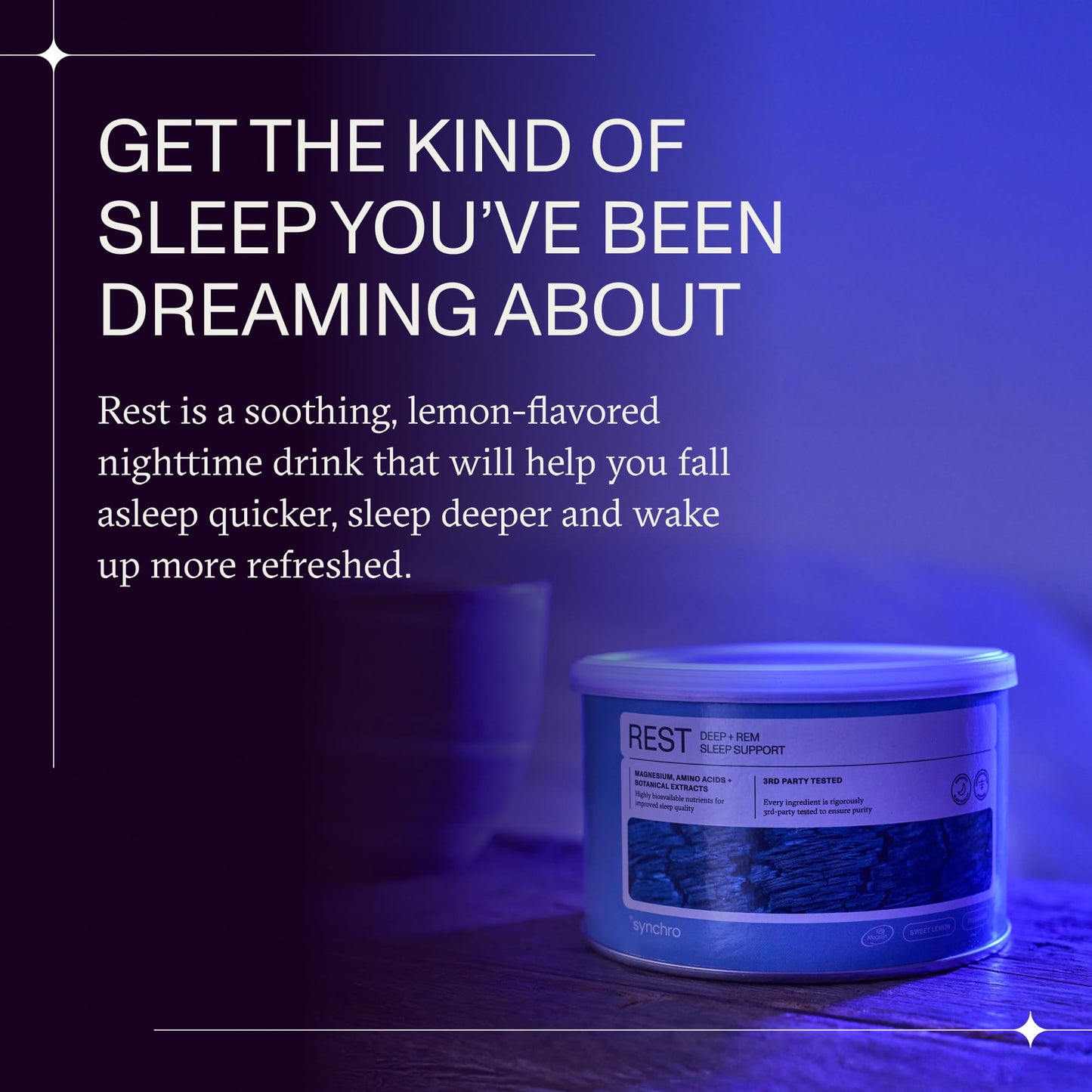 Synchro Rest Sleep Supplements | Magnesium Sleep Aid Powder – Sweet Lemon, 210g