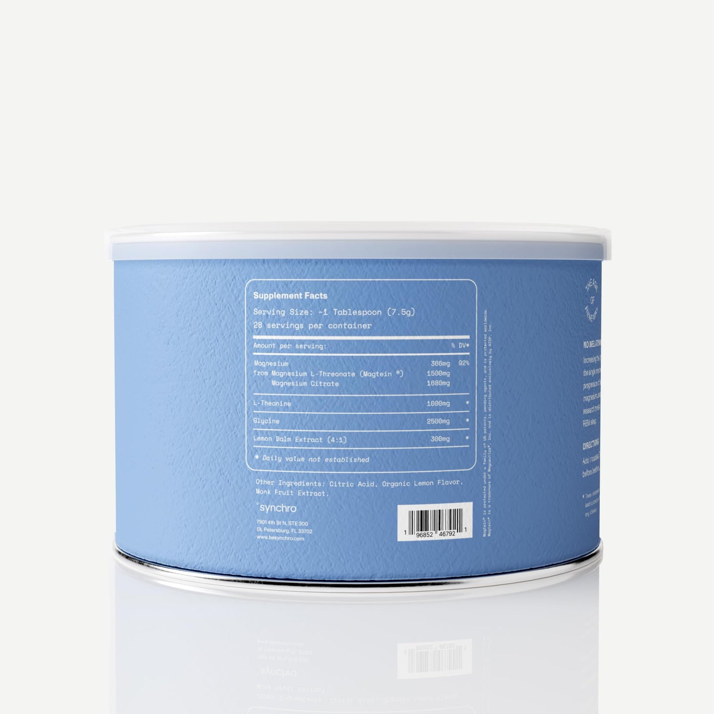 Synchro Rest Sleep Supplements | Magnesium Sleep Aid Powder – Sweet Lemon, 210g